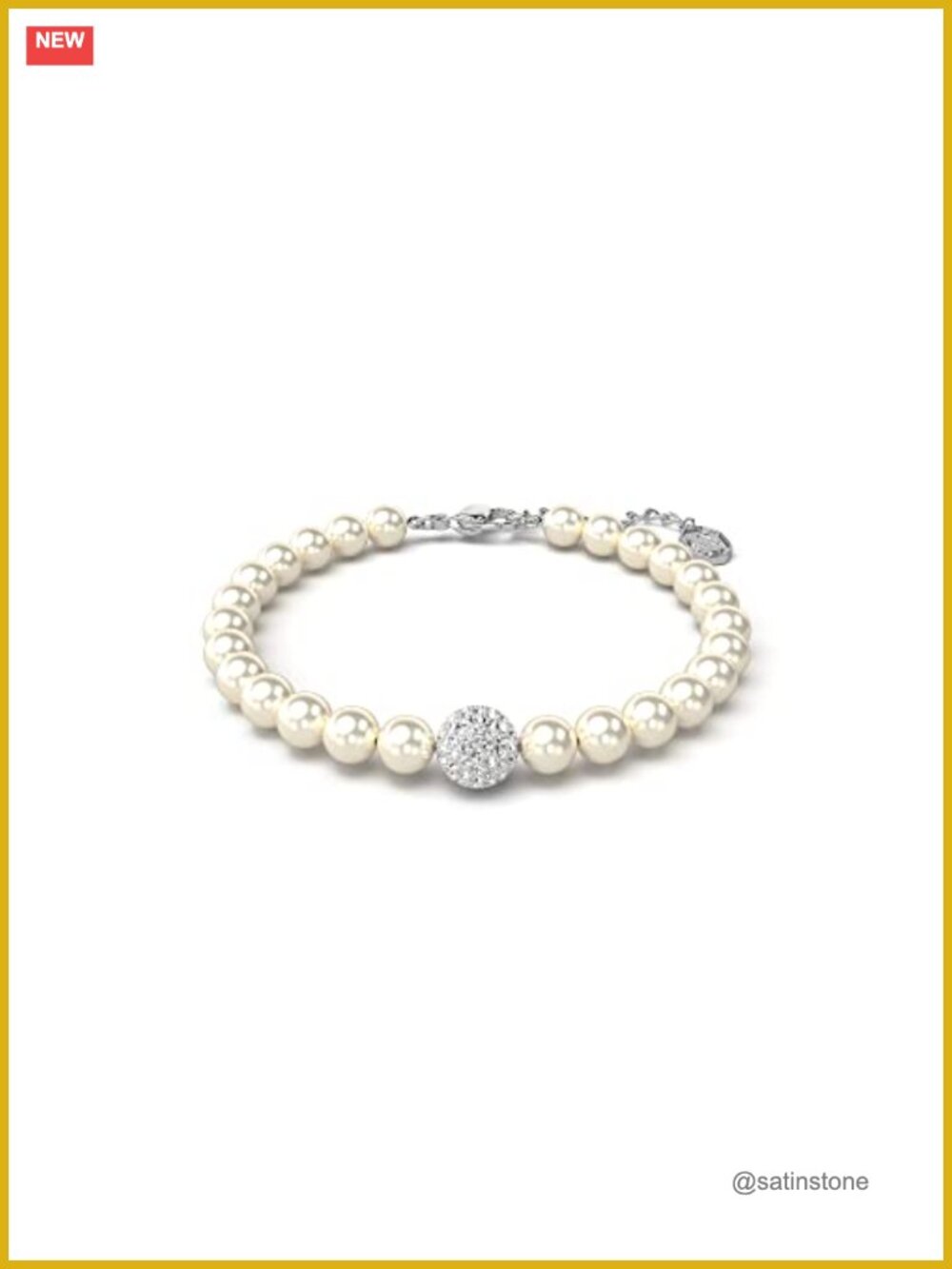 Swarovski Remix Strand Bracelet Crystal Pearls Pavé-Set Sphere Rhodium Finished